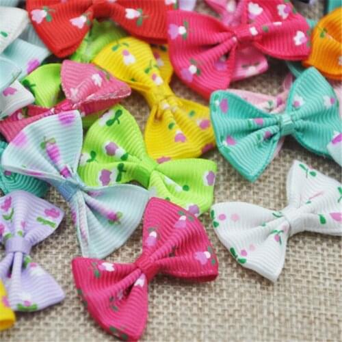 20 pcs Grosgrain Ribbon Bows Flower Appliques DIY Craft Wedding B164