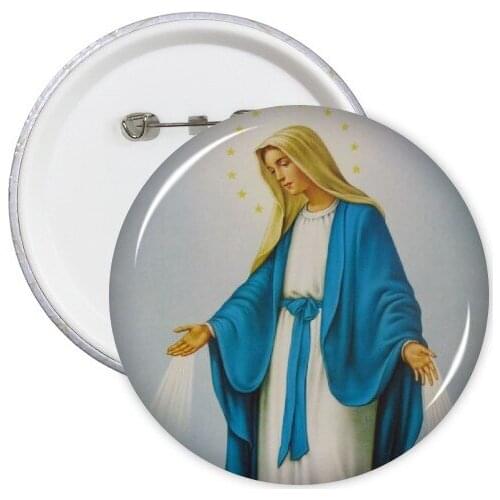 Religion Christianity World Famous Landmark Classical Oil Painting Angle Sketch Round Pins Badge Button Clothing Decoration 5pcs