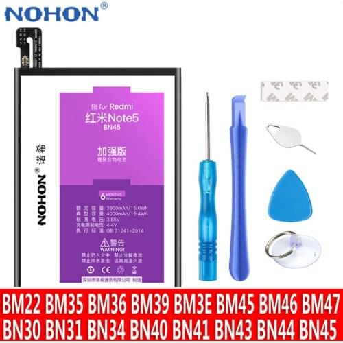 NOHON BN40 BN41 BN43 BN45 BM45 BM46 BM47 BM22 BM36 For Xiaomi Redmi Note 2 3 4 4X 4A 5A 5Plus Mi 6 Replacment Battery