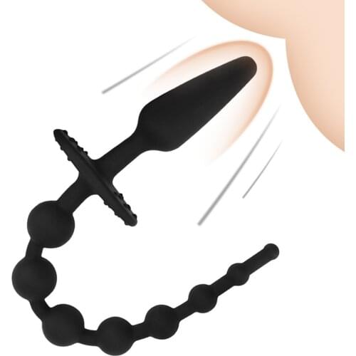 Anal Plug Silicone Dual Head Dog Slave Tail SM Bondage Vagina Anus Dilator Anal Beads Adult Sex Toys for Women Men Butt Plug
