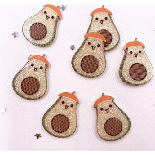 Glitter Colorful Kawaii Avocado Flatback Sheet Miniature Pattern Plane Applique DIY Scrapbook Home Decor Craft OJ154