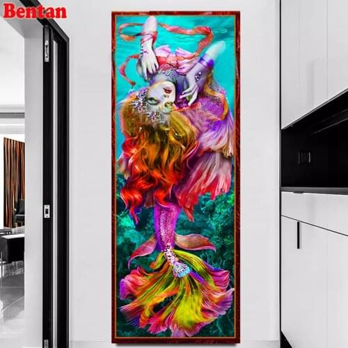 Large Diamond Painting Fantasy color mermaid 5D Cross Stitch Diamond Embroidery Wall Decor Full Square round Drill Handmade Gift