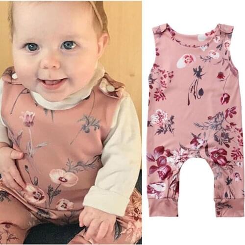 0-24M Newborn Baby Girl Clothes Pink Print Romper Outfits+Headband Newborn Toddler Baby Girls Summer Jumpsuit Set