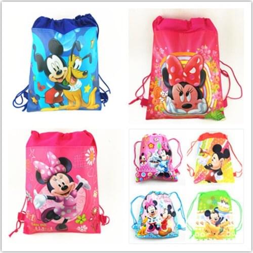 Disney Action Figure Mickey Mouse Minnie Storage bag Cartoon Portable Hand Bag for Baby Girls Boy Party Decor Kids Birthday Gift