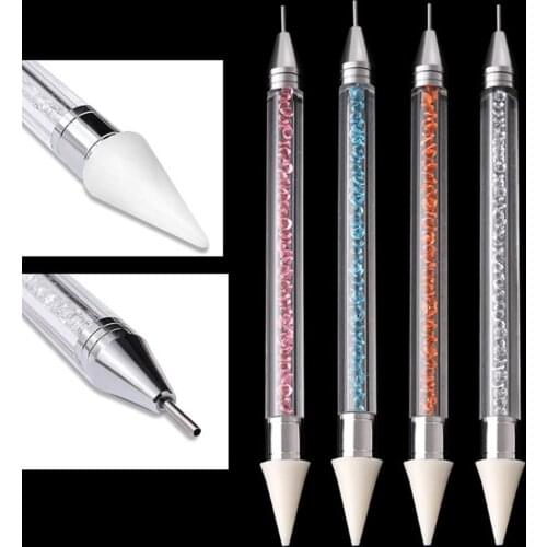 Dropshipping Dual-ended Nail Art Dotting Pen Crystal Beads Handle Studs Picker Wax Pencil DIY Manicure Decor Tool Manicure Tools