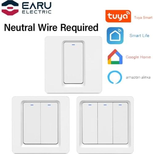 EU Standard Smart Switch Neutral Wire Required 1/2/3Gang 86 Wall Panel Wireless Wall Light Switch AC 100-240V Push Button Switch