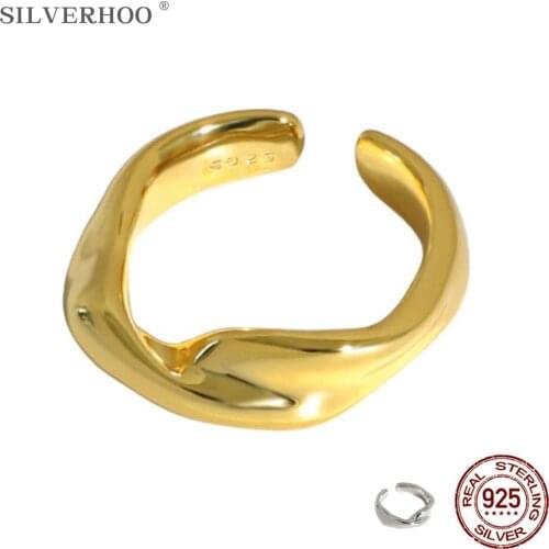 SILVERHOO S925 Sterling Silver Ring For Women Smooth Surface Texture Design Concept Twisted Rings Festivel Gifts Fine Jewelry