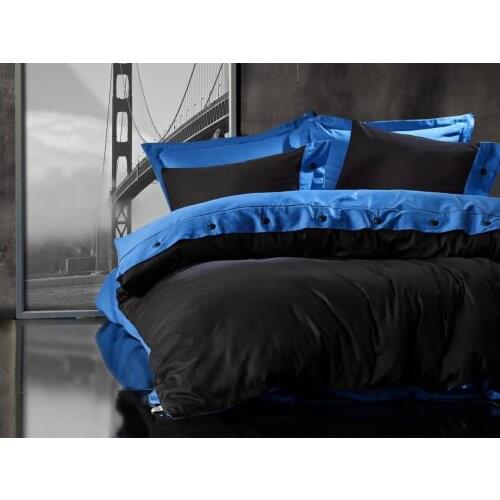 Cotton Box Fashion Satin Double Personality Duvet cover set Blue Black