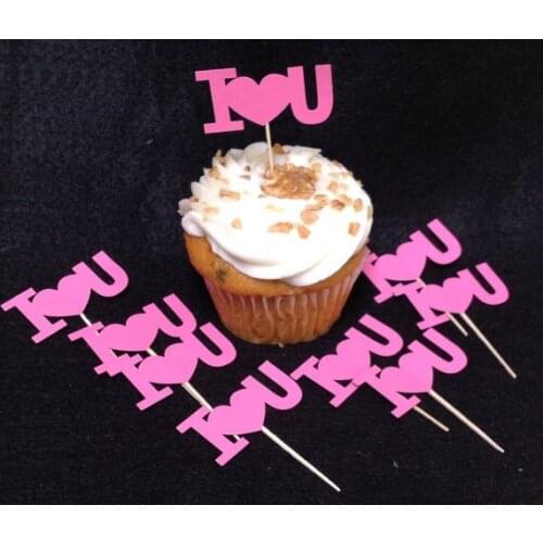 I Love U wedding Party cupcake toppers Food Picks baby shower birthday toothpicks bachelorette bridal showers cake decorations