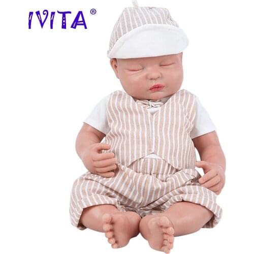 IVITA WB1510 47cm (18.5Inch) 3700g Silicone Reborn Dolls Realistic Alive Boy Closed Eyes Soft Lifelike Handmade Babies Toys