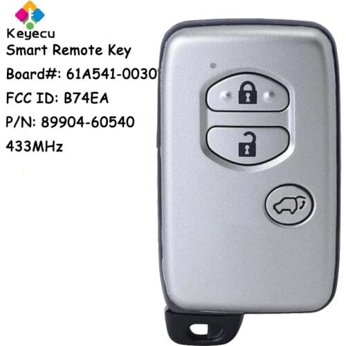 KEYECU B74EA Smart Remote Car Key With 3 Buttons 433MHz - FOB for Toyota Land Cruiser Prado 2010-2017 Australian 89904-60540