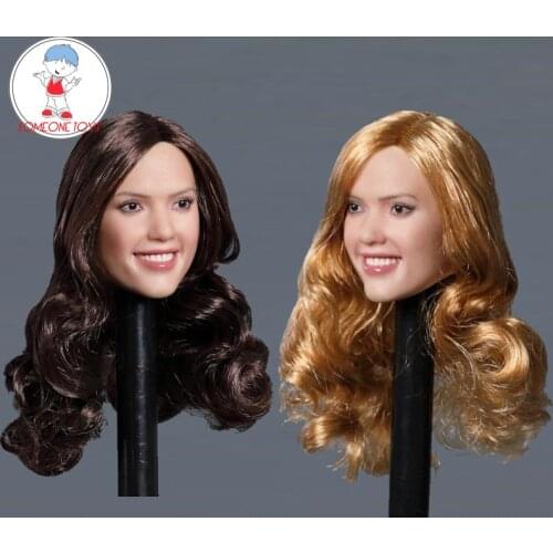 GC035 1/6 Female head carving Smile expression cute Girl blond hair Head Sculpt Fit 12" PH TBLeague Figure Body Jiaou doll toys