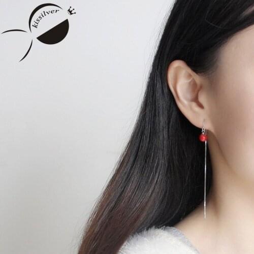 Kissilver S925 sterling silver, red scallop, ear line, fresh art style, complexion, face modification
