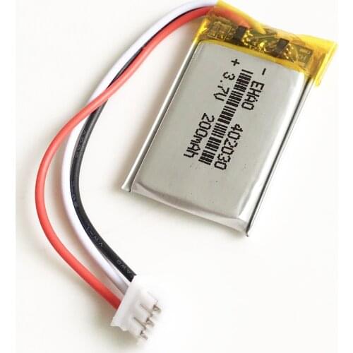 3.7V Lipo Polymer Battery Rechargeable 200mAh 402030 With JST 2.0mm 3Pin plug For Smart watch Bluetooth Headphone Mp3