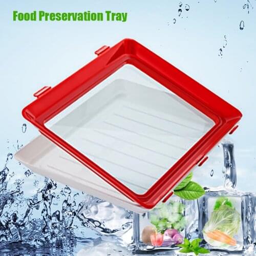 Food Preservation Tray Reusable Plastic Food Fresh Storage Container Plates Refrigerator Microwave Kitchen Cover