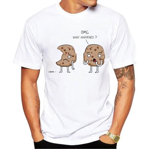 TEEHUB Fashion Cookies OMG Design Men T-Shirt Funny Cookies Printed Tshirts Hipster Tops Short Sleeve Tee