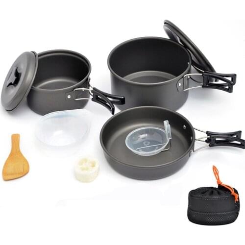 2-3 People Portable Pot Tableware Set Outdoor Folding Picnic Cookware Equipment Camping Hiking Picnic Cooker Set