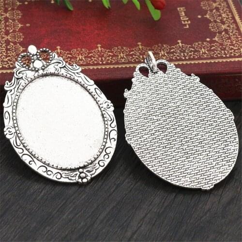 New Fashion 5pcs 30x40mm Inner Size Antique Silver Plated Simple Style Cabochon Base Setting Charms Pendant (B3-25)