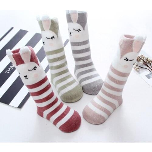 2017Autumn new cotton Baby stocking Girls Gift kid Cute Children Knee Highs Thigh for 0-2Years cute Rabbit 4 colors