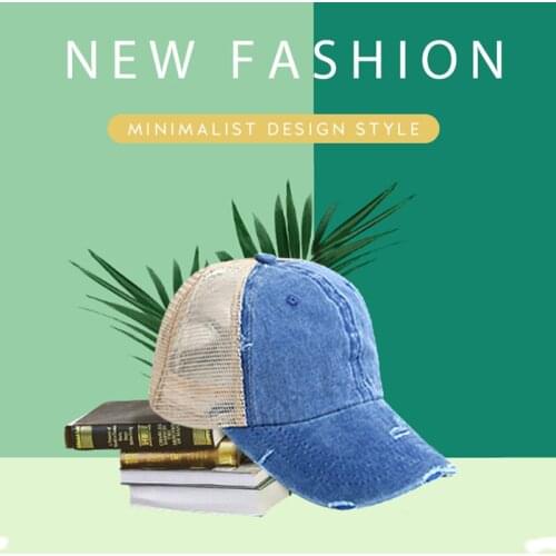 New Arrival Ponytail Womens Baseball Cap Summer Mens Washed Caps Breathable Adjustable Mesh Hats Pure Color Sun Caps Wholesale