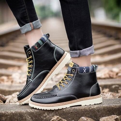 New mens warm winter ankle work boots plus velvet thickened tube soft anti-skiing boots lace up Waterproof safety boots shoes