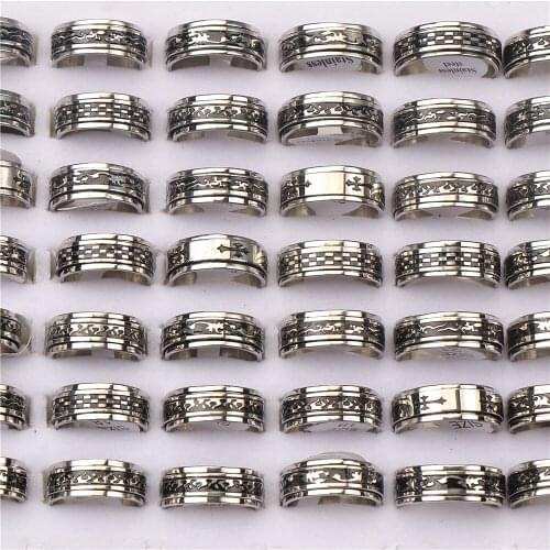Wholesale 20pcs/lot Stainless Steel Drip Oil Rotatable Spinner Rings For Women Men Mix Style Fashion Jewelry Party Gifts