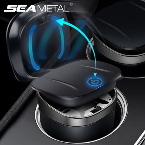 LED Light Car Ashtray Aluminum Alloy Ash Tray Cup Portable Smokeless Auto Ashtray Cigarette Holder Flameproof for Car Styling