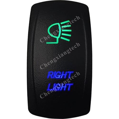 12v/24v Waterproof Marine Grade Boat Car 5P SPST ON-OFF Up Green & Down Blue Led Light Rocker Toggle Switch Right Light