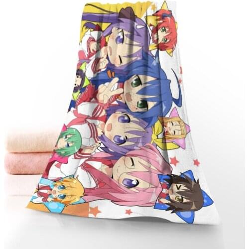 Custom Lucky Star Anime Girl Towel Printed Cotton Face/Bath Towels Microfiber Fabric For Kids Men Women Shower Towels