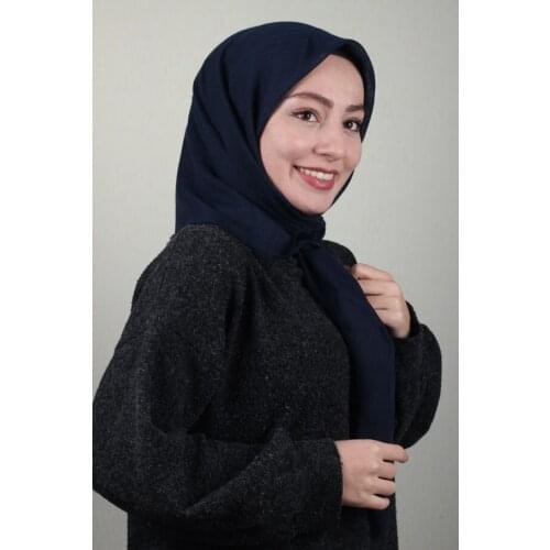 JAWEL SOLID COLOR LINEN FLAMLI SCARF-DESEN-02-A. DARK BLUE