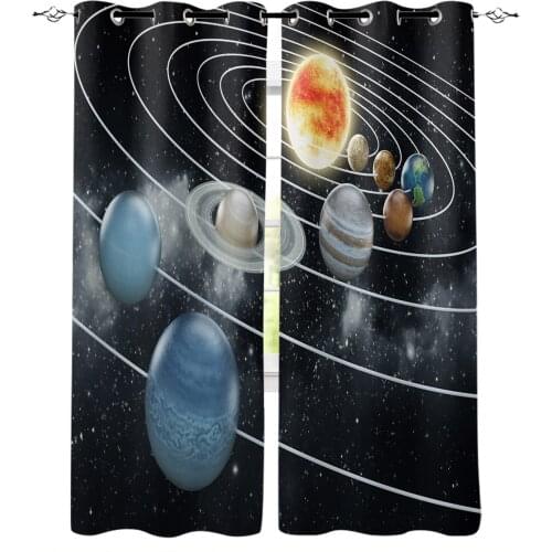 Planet Solar System Space Alien Modern Blackout Curtains For Living Room Bedroom Window Treatment Blinds Drapes Kitchen Curtains