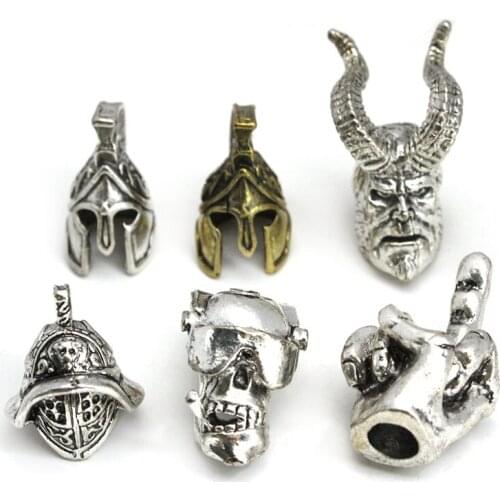 Spartan Helmet Warriors Charm Beads for Bracelet Necklace Keychain Paracord Rope Beads Pendant DIY Jewelry Making Accessories