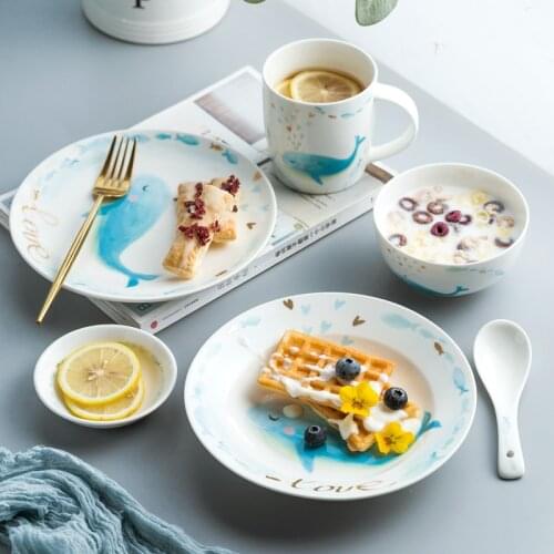 Steak Western Dish Breakfast Dish Ceramic Tableware Nordic Style Ins Household Net Red Dish Plate and Bowl Single Cup dishes