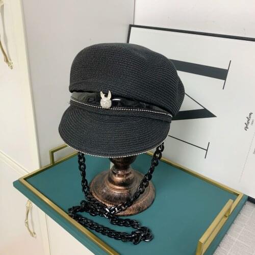 USPOP New straw hats women straw sun hats fashion Chain visor caps Spring Summer Hats Caps