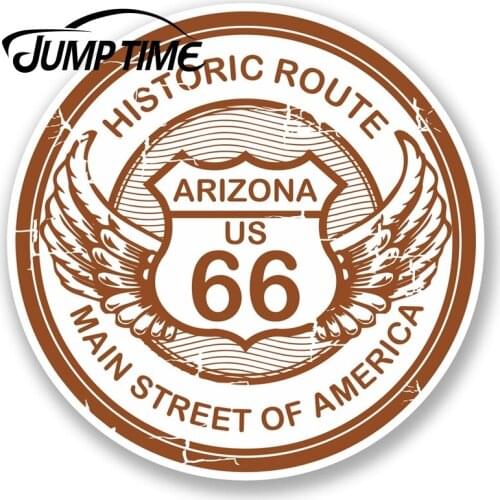 Jump Time for Arizona Route 66 Vinyl Sticker Travel Luggage Tag America USA Fun Decal Rear Windshield Waterproof Car Accessories