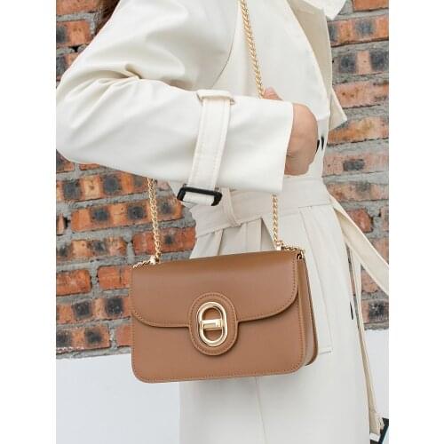 WOONAM 2021 New Fashion Handbag Genuine Calf Leather Chain Strap Small Box Flap Shoulder Crossbody Bag GB010971