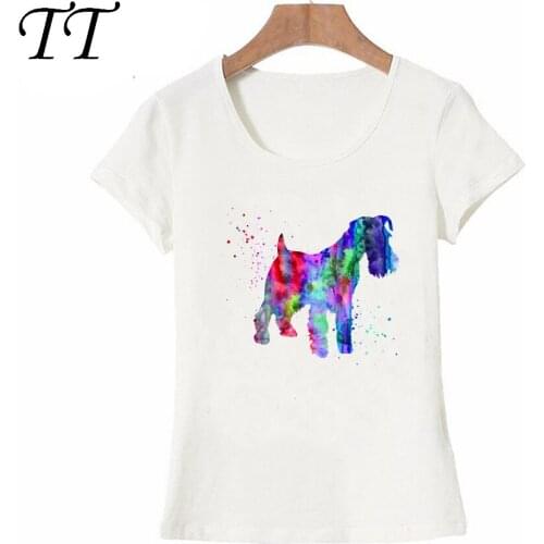 I love my Miniature Schnauzer watercolor art painting T-Shirt Summer women t-shirt maiden sexy casual Tees colorful female Tops