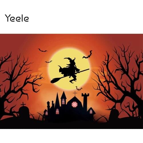 Yeele Halloween Photocall Witch Tree Castle Tombostone Bat Moon Photography Backdrop Photographic Backgrounds For Photo Studio