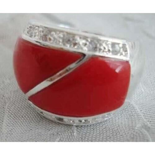 Women Gift word Jewelry shipping Noblest red corl crystl ring size: 7 8 9 mujer moda