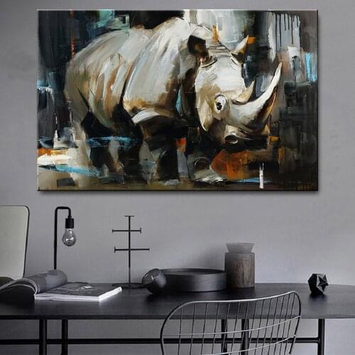 Animals Rhinoceros Nordic Canvas Poster And Print Animal Wall Art Canvas Painting Wall Picture For Living Room Home Decoration