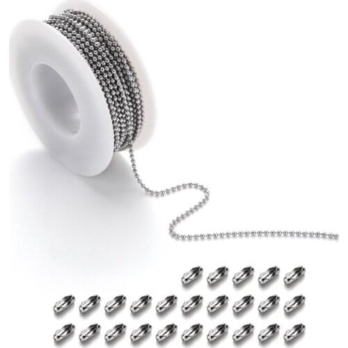 10m Stainless Steel Ball Chains Necklace with 20pcs Connectors Clasps Chain Set T21F