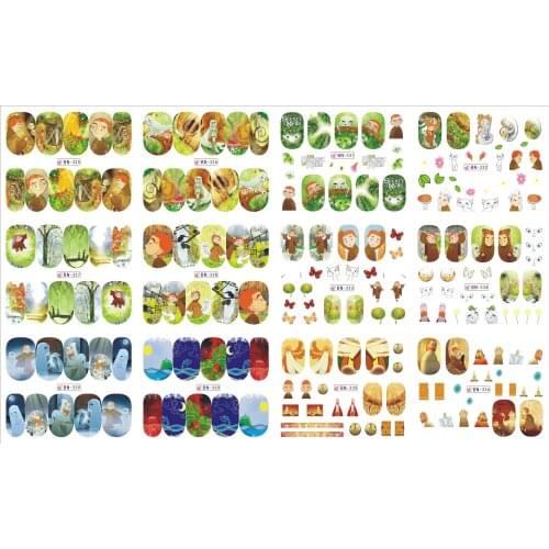 12 Sheets/Lot Nail BN325-336 Cartoon The Secret of Kells Full Cover Nail Art Water Wraps Sticker Decal For Nail(12 DESIGNS IN 1)