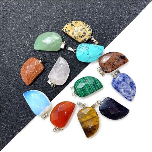 2pcs/bag Natural Stone Faceted Pendant, Turquoise Agate Pendant, DIY Handmade, Necklace Pendant, Earring Accessory