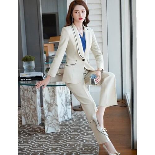 2021Elegant high-quality office suit pants suit autumn and winter new ladies plus size professional suit overalls