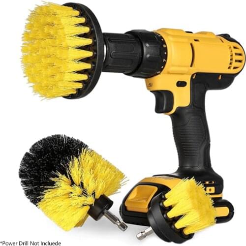 3Pcs/Set Electric Drill Brush Kit Plastic Round Cleaning Brush For Carpet Glass Car Tires Nylon Brushes Power Scrubber Drill z40