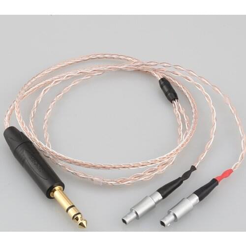 6.35mm Plug 8 Core Silver Plated OCC Earphone Cable For Sennheiser HD800 HD800s HD820s HD820 Dharma D1000