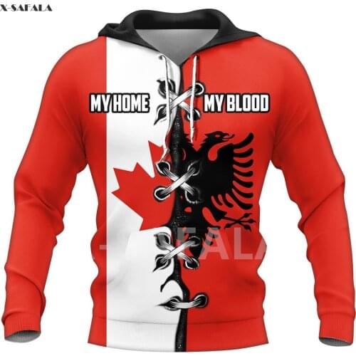 Albania USA Skull Eagle Knight Map Flag Name 3D All Printed Hoodie Man Women 3 Harajuku Zipper Pullover Sweatshirt Jacket