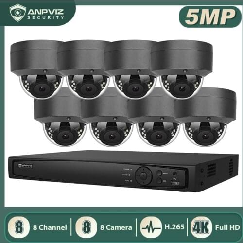 Anpviz 8CH 4K NVR 5MP POE IP Camera Home/Outdoor Security System Kits H.265 ONVIF Network Cams CCTV Video Surveillance Kits