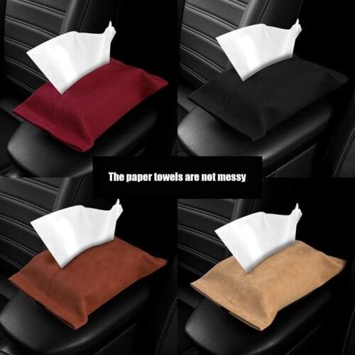 Car Tissue Box Auto Interior Suede Paper Towel Backseat Armrest Box Napkin Holder Package Case Storage Decoration Accessories