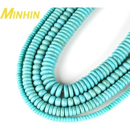 MINHIN Turquoise Stone Loose Beads Spacer Rondelle 5 Sizes Delicate Beads for Jewelry Making